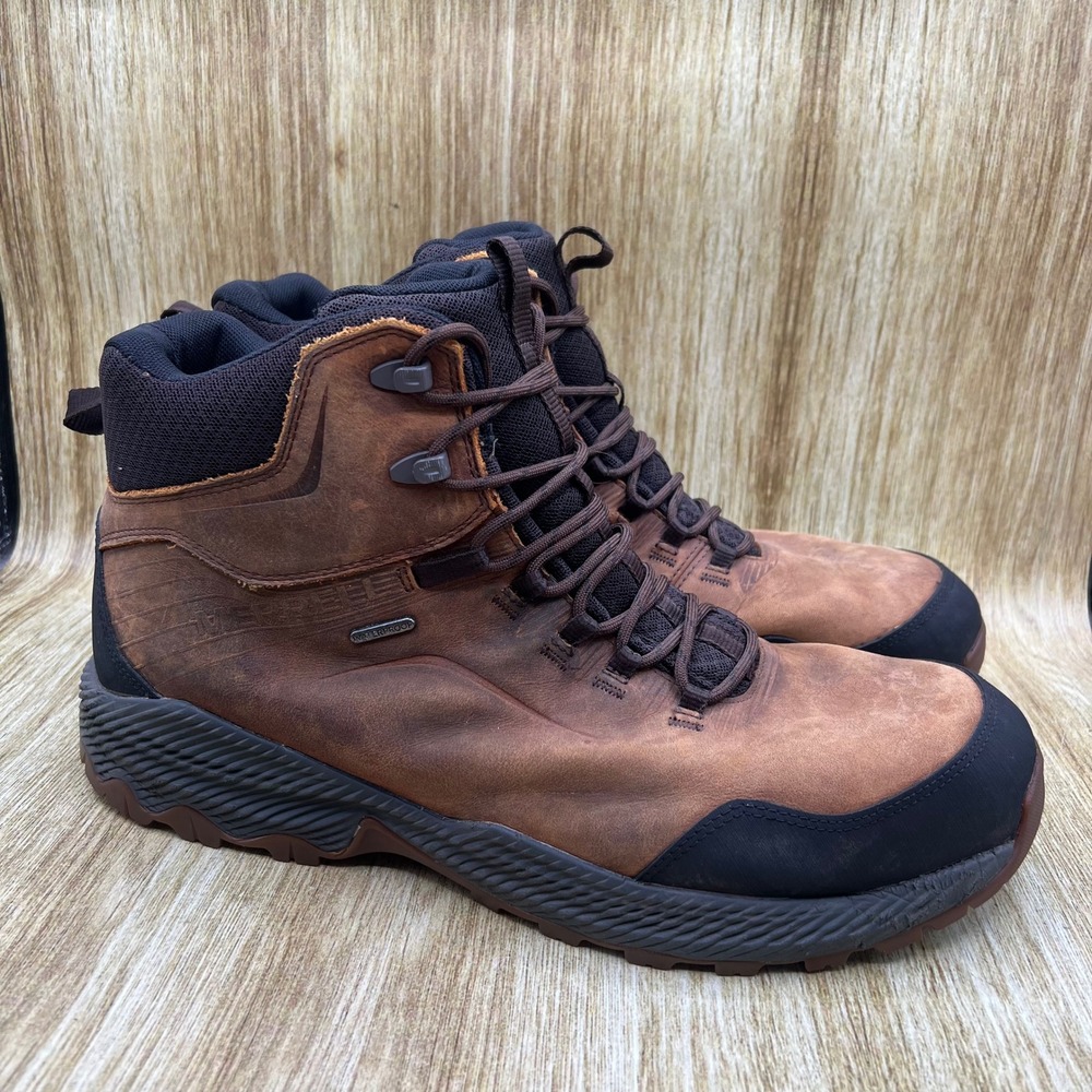 Merrell Forestbound Mid Waterproof Hiking Boots Mens Size 15 Brown J16495